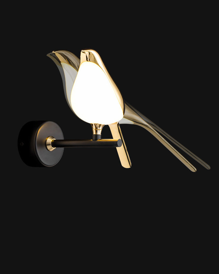 Wandlamp Vogel Goud Zwart Metaal LED Warm Wit Slaapkamer Hal Decoratief