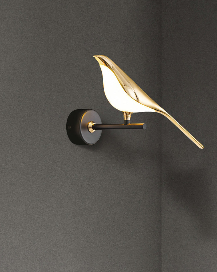 Wandlamp Vogel Goud Zwart Metaal LED Warm Wit Slaapkamer Hal Decoratief