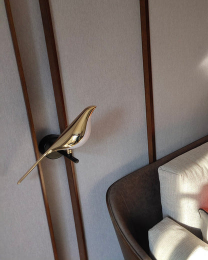 Wandlamp Vogel Goud Zwart Metaal LED Warm Wit Slaapkamer Hal Decoratief