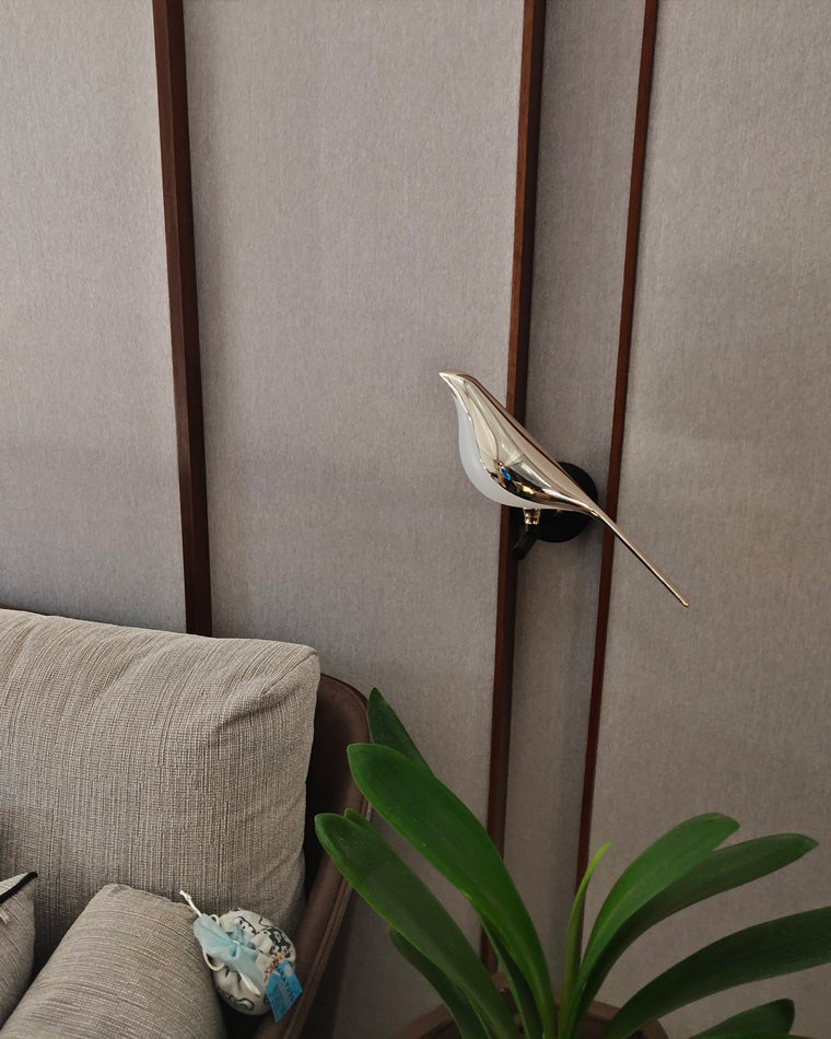 Wandlamp Vogel Goud Zwart Metaal LED Warm Wit Slaapkamer Hal Decoratief