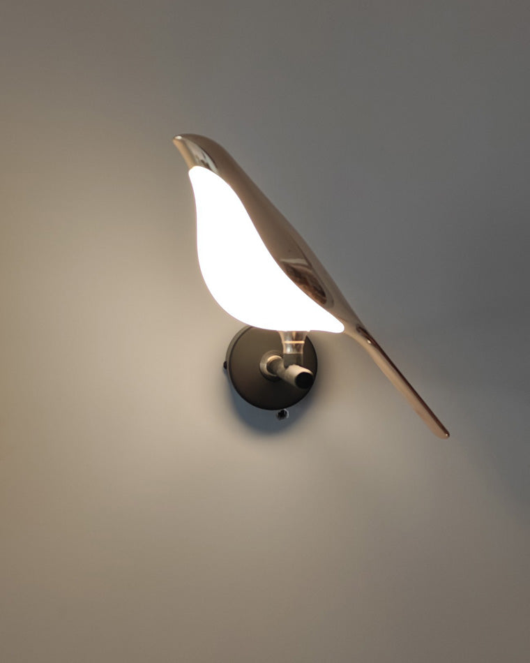 Wandlamp Vogel Goud Zwart Metaal LED Warm Wit Slaapkamer Hal Decoratief