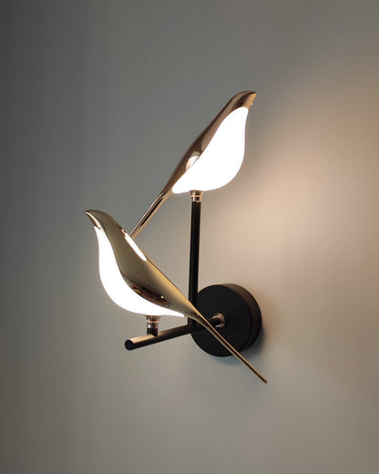 Wandlamp Vogel Goud Zwart Metaal LED Warm Wit Slaapkamer Hal Decoratief