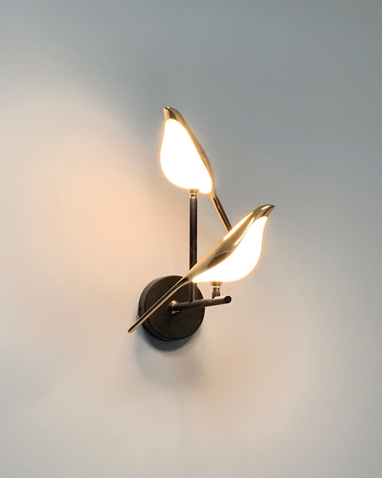 Wandlamp Vogel Goud Zwart Metaal LED Warm Wit Slaapkamer Hal Decoratief