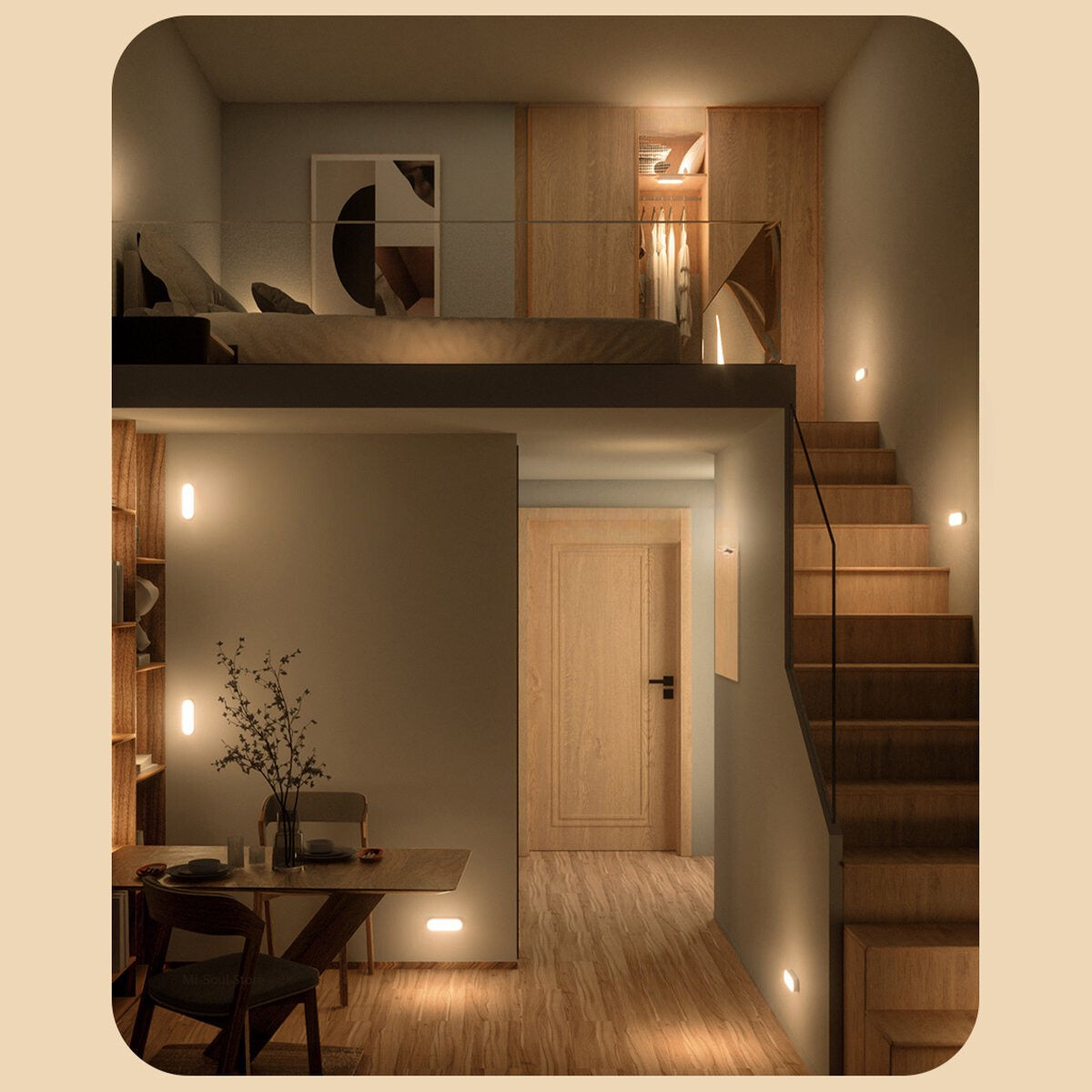 LED Wandlamp Bewegingssensor Oplaadbaar 14cm Wit Nachtlamp Gang Trap USB Draadloos Sensorlamp Kast Verlichting