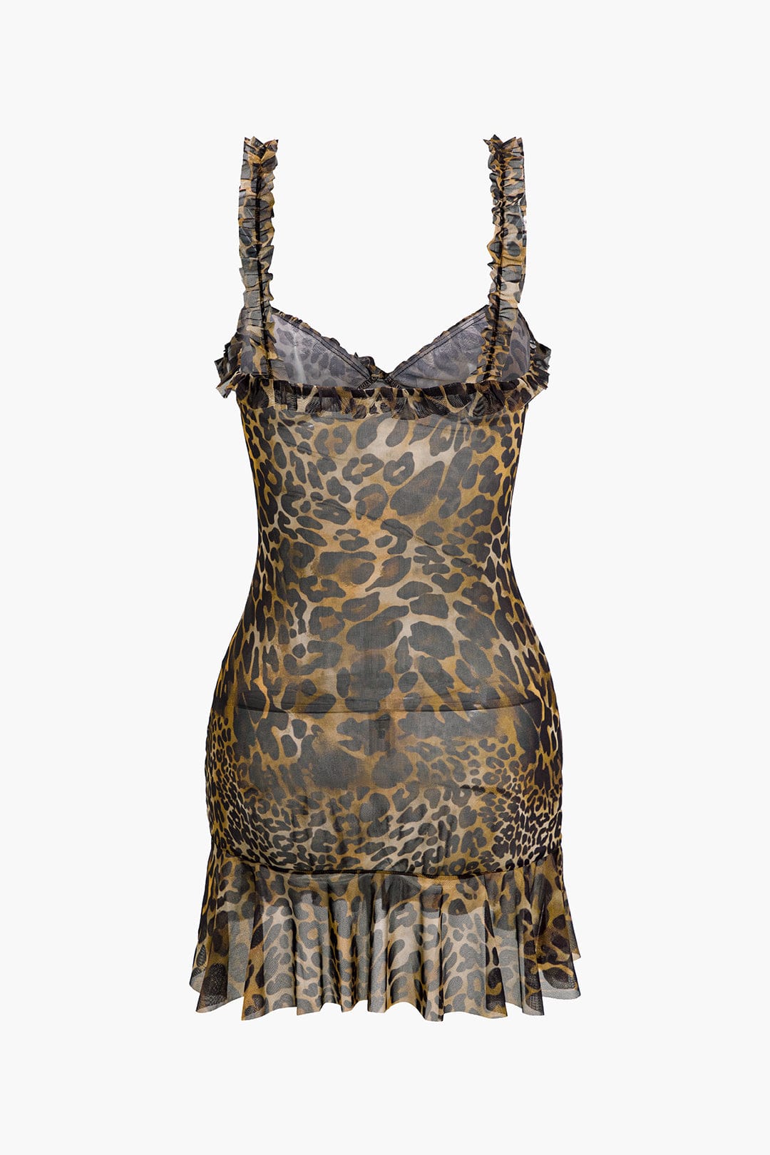 Leopard Jurk Met Ruches voor Vrouw Dierenprint Minirok