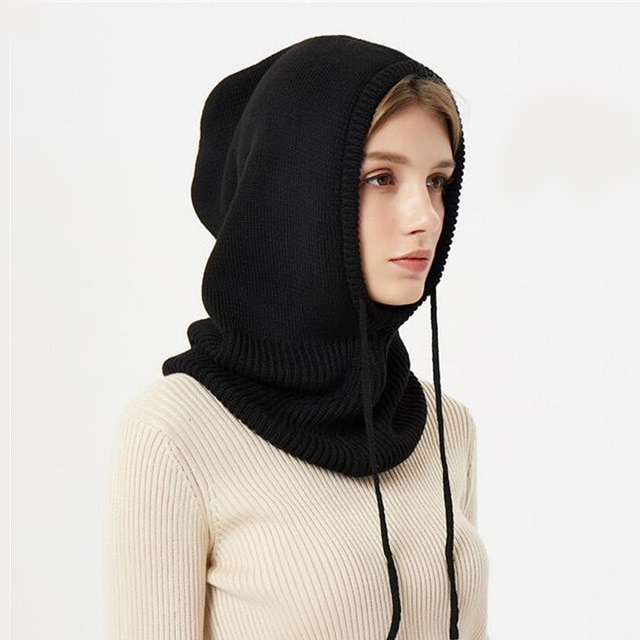 Gebreide Muts met Trekkoord – Winter Beanie met Capuchon voor Koude Dagen