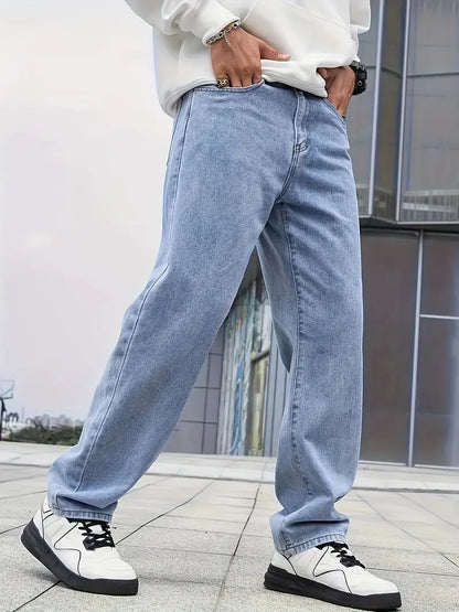 Heren Jeans Broek Losse Zittende Pasvorm Comfortabel