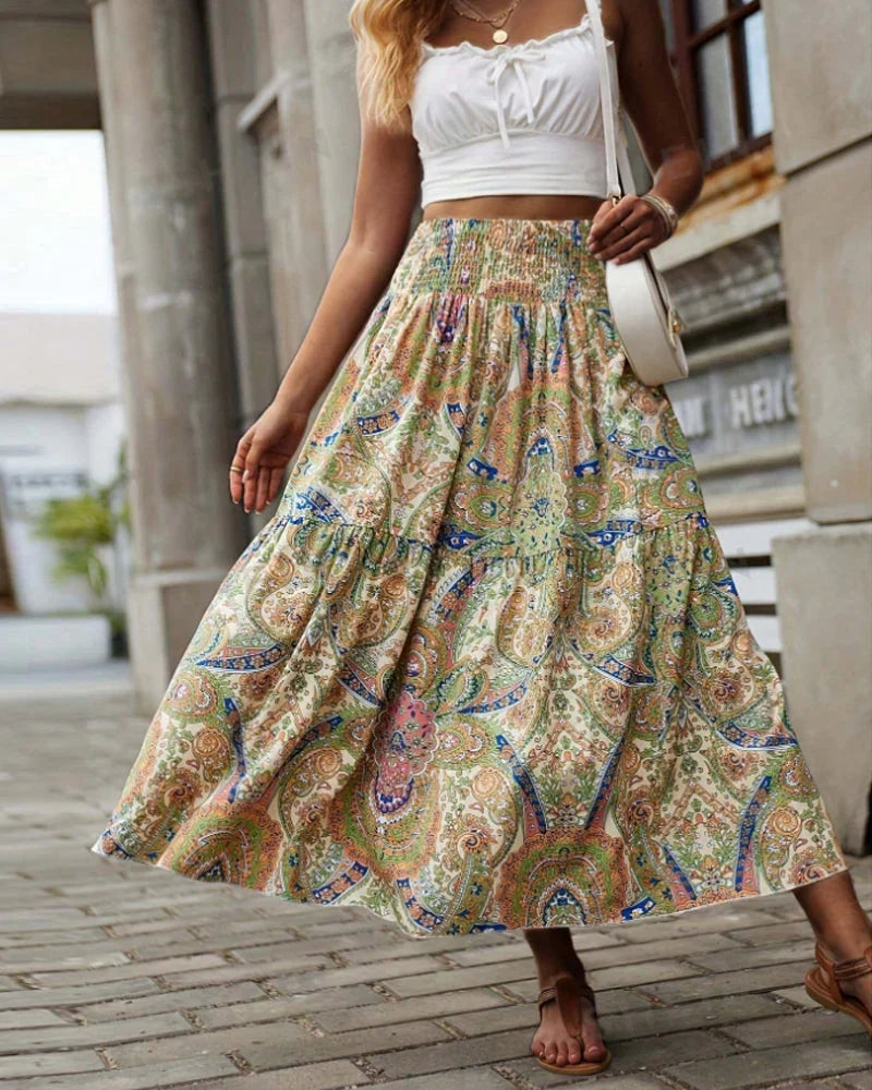 Vrouwelijke Rok met Paisley Print en Ruffles - StudioMarella