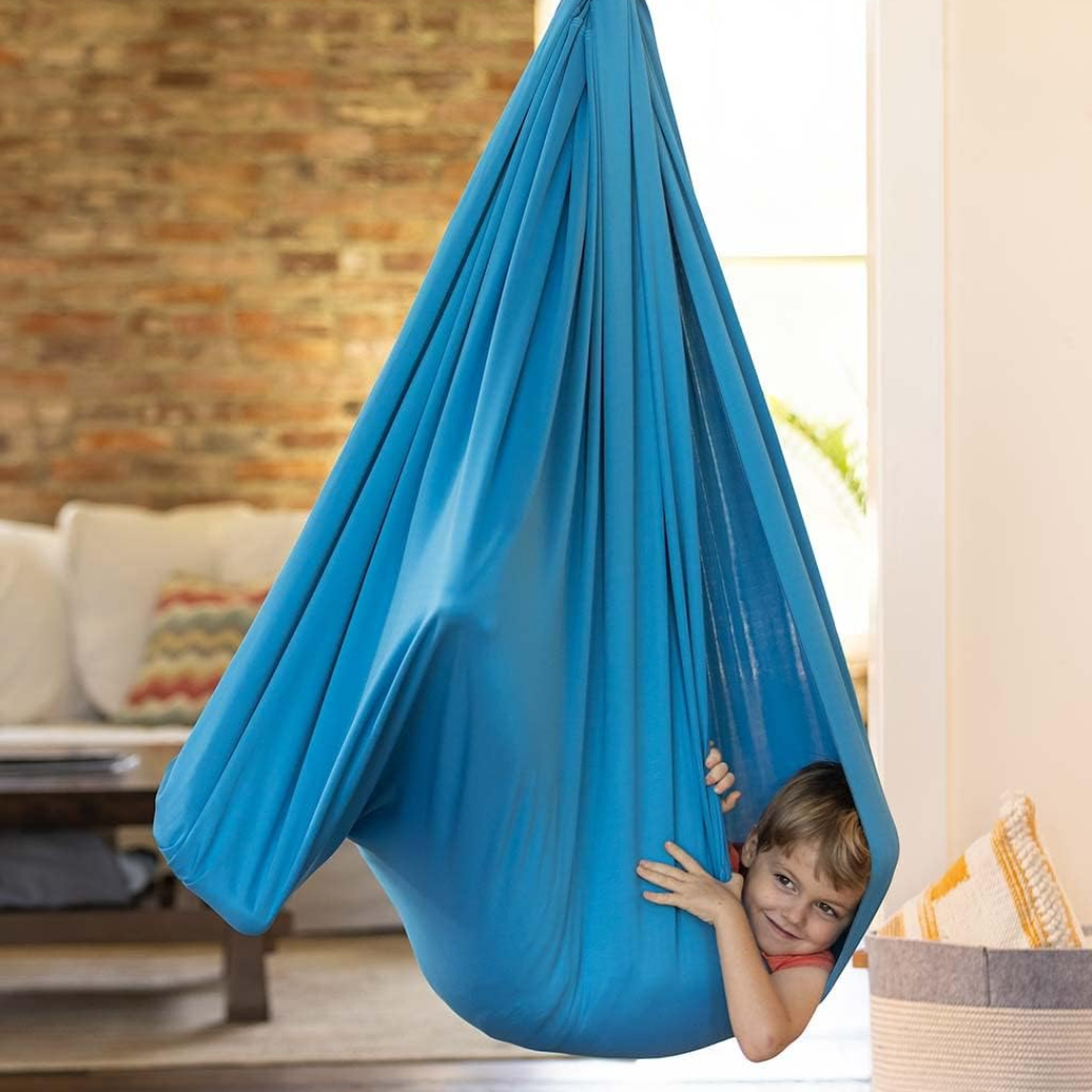 Sensorische Schommel Hangmat Kinderen Elastisch Stof Blauw Grijs Rood Paars 100x280 150x280cm