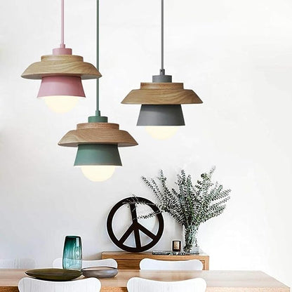 Hanglamp Hout Aluminium Scandinavisch Zwart Roze Groen Grijs Wit E27 Woonkamer Eetkamer