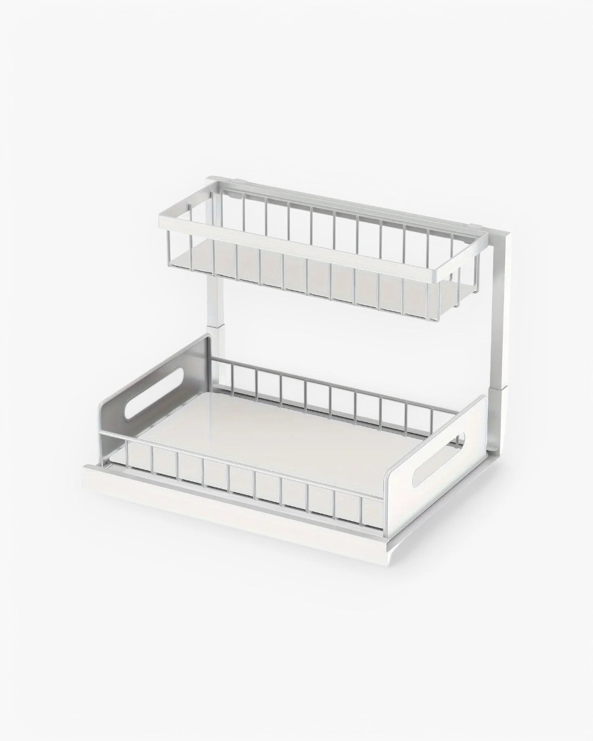 Uitschuifbare Kast Organizer Onder Wastafel Zwart Wit Twee Niveaus Keuken Badkamer Opbergsysteem Schoonmaakspullen Toiletartikelen