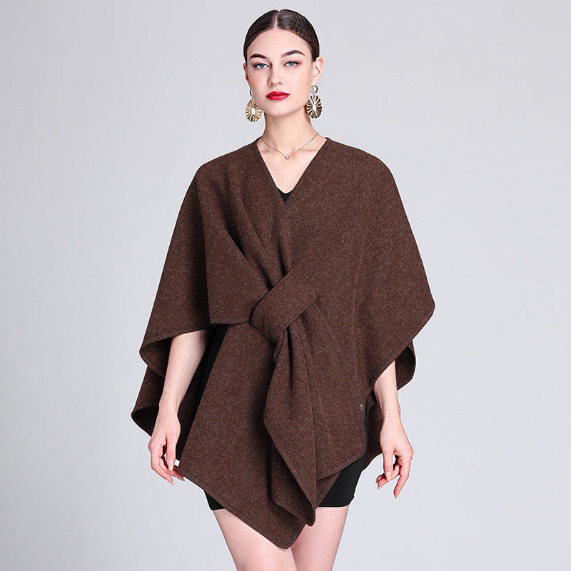 Dames Poncho Met Riem en Elegant Design