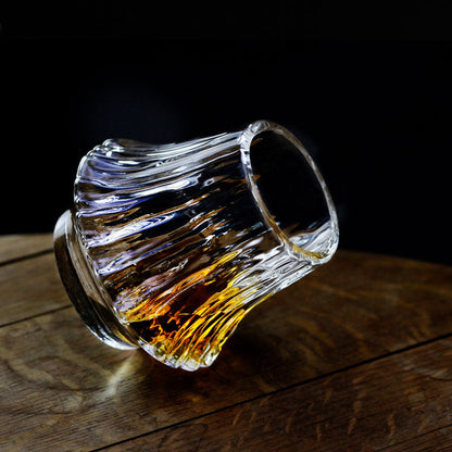 Japans Whiskeyglas met Fujiberg Relief 220ml Hittebestendig Glas Handgemaakt | Exclusief Whisky Tumbler Glas Premium Drinkglas