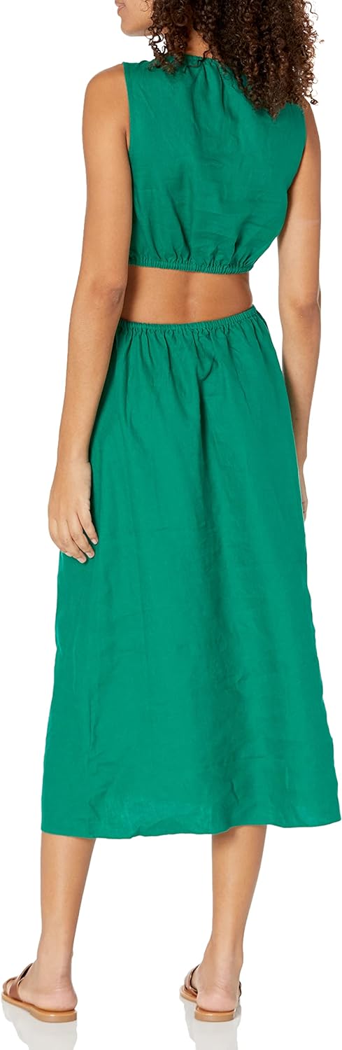 Linnen Midi Jurk Cutout Stijl voor Vrouw