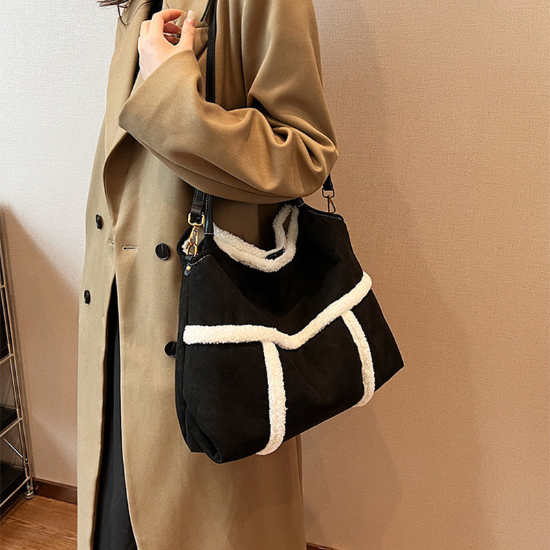 Dames Suède Shopper Warm en Stijlvol Teddy Look