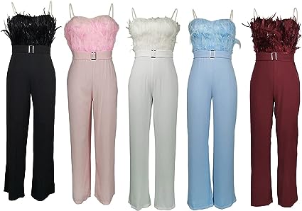 Luxe Jumpsuit met Veren en Glitteraccent