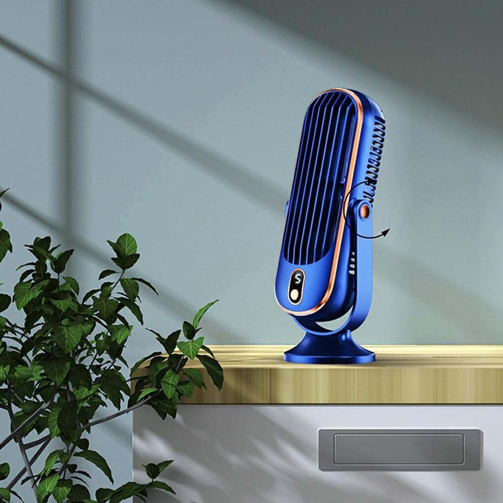 Draagbare Ventilator met 720° Rotatie Oplaadbaar - Stille USB Tafelventilator voor Bureau Thuis Kantoor