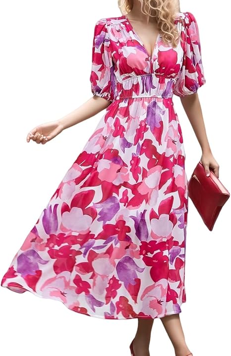 Bloemen Jurk Elegante Vrouwelijke Zomerjurk