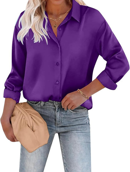 Vrouwen Blouse Lange Mouwen Knoopsluiting Elegant