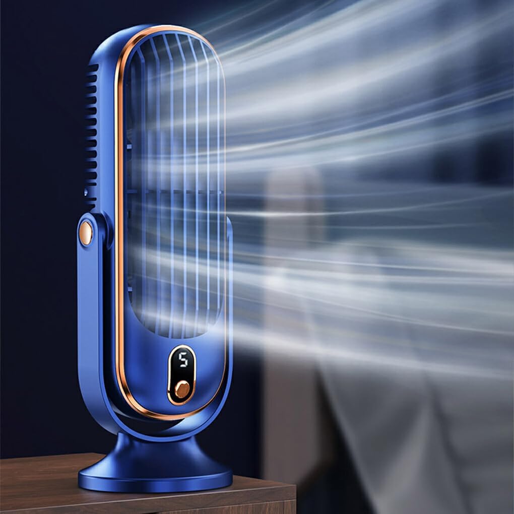Draagbare Ventilator met 720° Rotatie Oplaadbaar - Stille USB Tafelventilator voor Bureau Thuis Kantoor