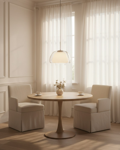 Luxe Glazen Hanglamp Met Mat En Transparant Glas In Minimalistisch Japandi Design