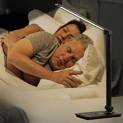 Bureaulamp met Draadloos Oplaadstation en Touch-bediening – Dimbaar LED-licht met 5 Kleurmodi en Opvouwbaar Ontwerp