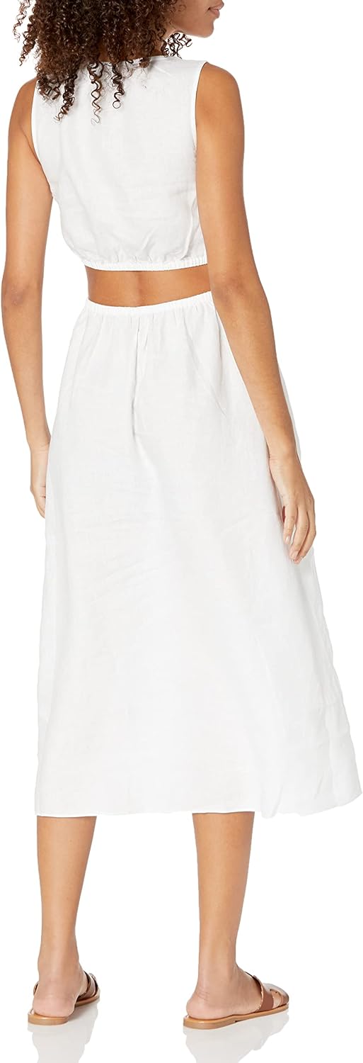 Linnen Midi Jurk Cutout Stijl voor Vrouw