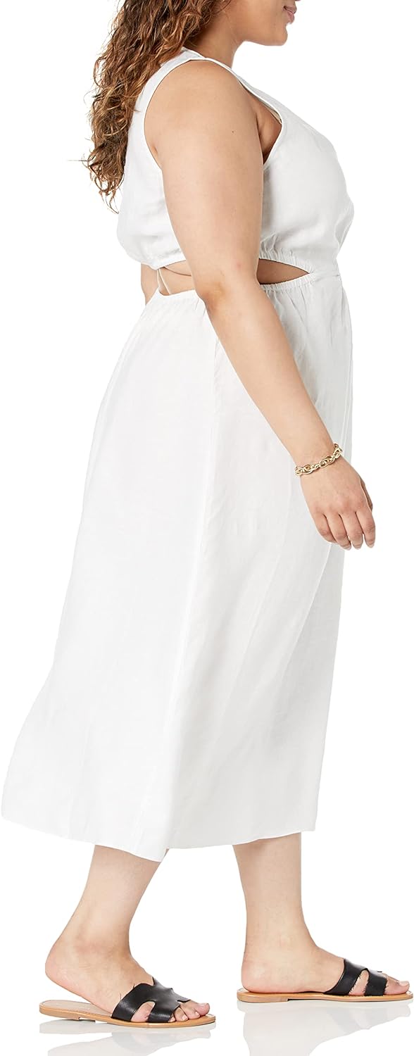 Linnen Midi Jurk Cutout Stijl voor Vrouw