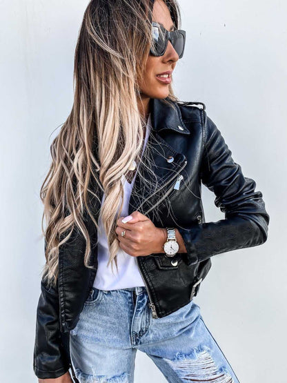 Dames Lederen Jas PU Stijlvol Biker Model