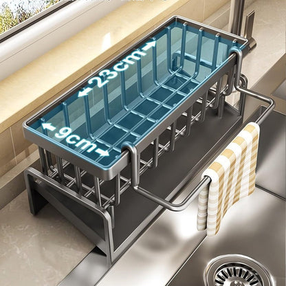 Keuken- en badkamer organizer met automatische afwatering en handdoekhouder