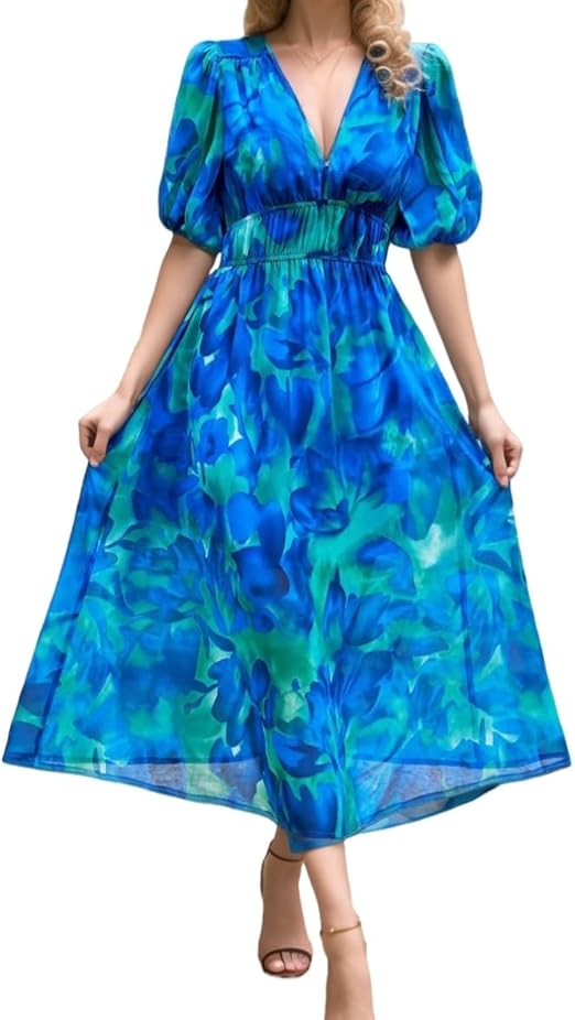 Bloemen Jurk Elegante Vrouwelijke Zomerjurk