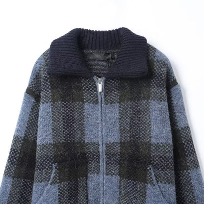 Dames Jas Kort Geruit Met Rits Stoer Design