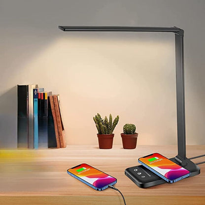 LED Bureaulamp met USB-Oplaadpoort – 5 Lichtstanden en Dimbaar – Flexibele Arm – Oogvriendelijke Verlichting