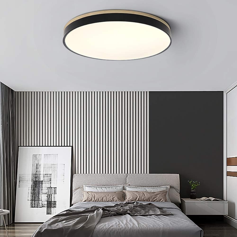Plafondlamp Hout Rond LED met Acryl – Dimbaar Warm Licht Scandinavisch Design Woonkamer Slaapkamer 30cm 40cm 50cm 60cm