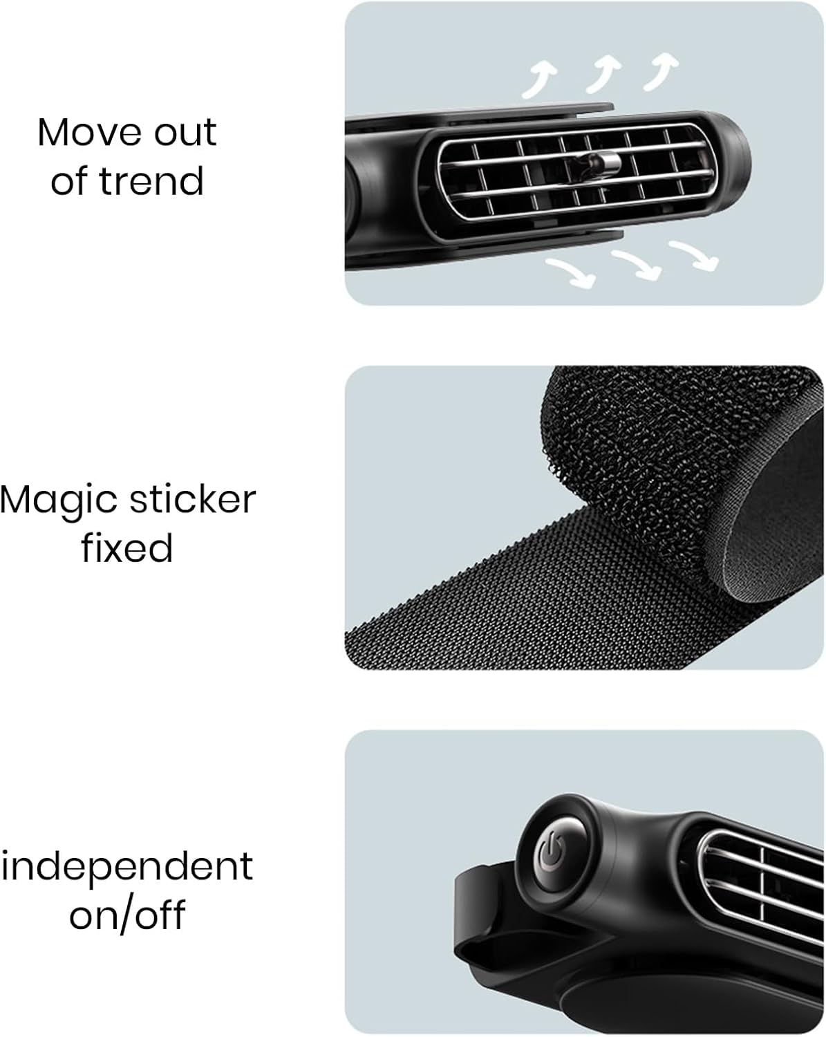 USB-Autoventilator voor Hoofdsteun 3 Snelheden Verstelbaar voor Voor- en Achterpassagiers Bladeloos Veilig Stil Compact