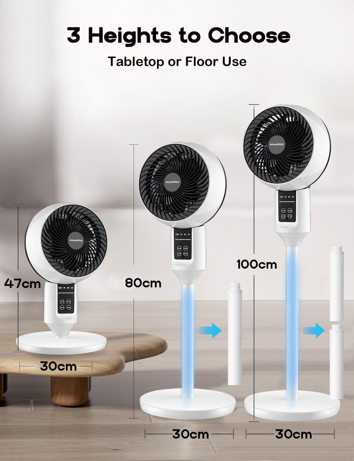 Staande Ventilator met 3D Oscillatie Afstandsbediening Stil Verstelbaar 3 Standen Timer Koeling Luchtcirculatie