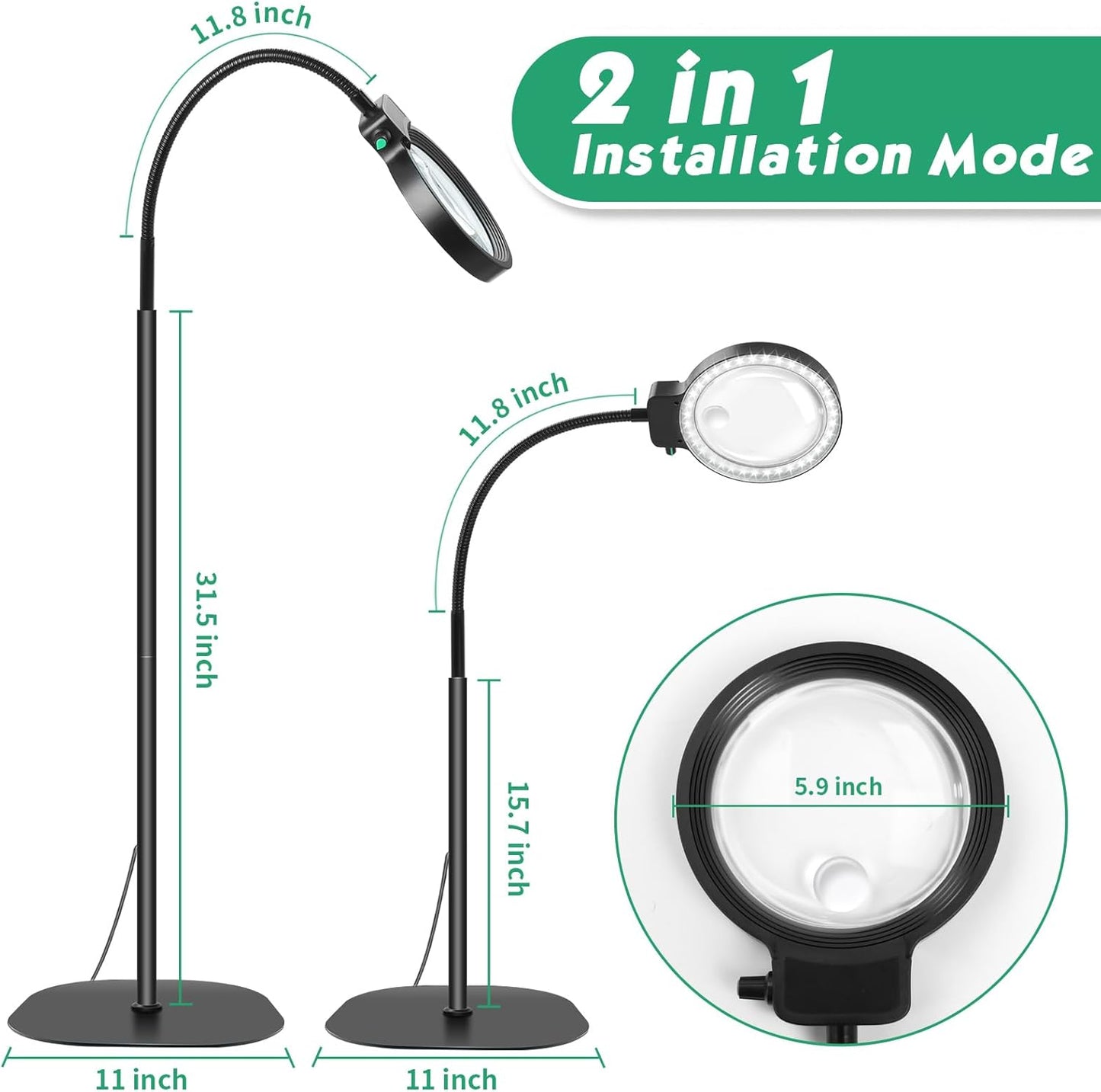 Verstelbare LED Bureaulamp met Vergrotend Glas 10X 30X Loep voor Lezen Knutselen Hobby Precisiewerk Handwerk