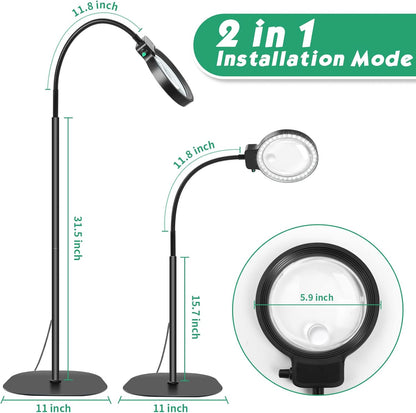 Verstelbare LED Bureaulamp met Vergrotend Glas 10X 30X Loep voor Lezen Knutselen Hobby Precisiewerk Handwerk