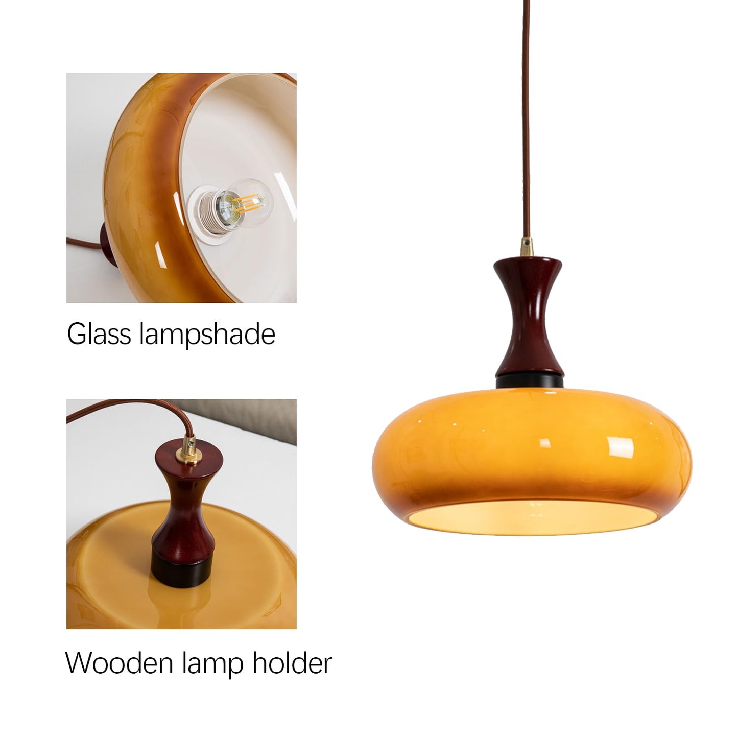 Hanglamp Glas Hout E27/E26 Woonkamer Eetkamer Slaapkamer Retro Vintage Verlichting