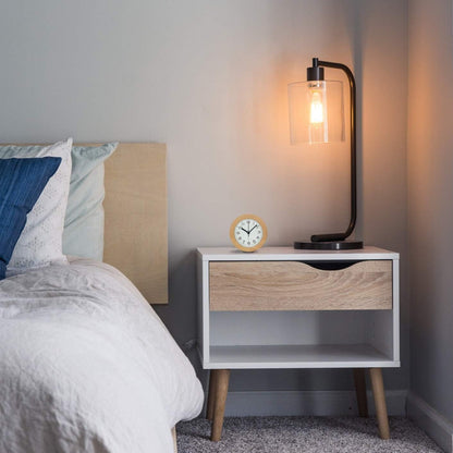 Stille Wekker van Beuken met LED-Nachtverlichting Analoog Quartz met Snooze-Functie