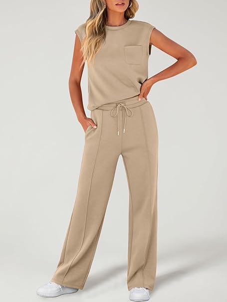 Elegante Vrouwelijke Tuta 2-Delig met Wijde Broek