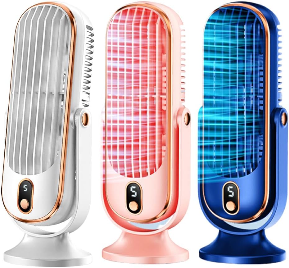 Draagbare Ventilator met 720° Rotatie Oplaadbaar - Stille USB Tafelventilator voor Bureau Thuis Kantoor