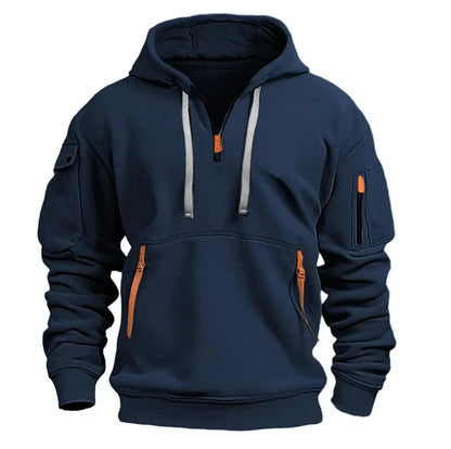 Adriano | Fleece Trui met Kap en Half Rits