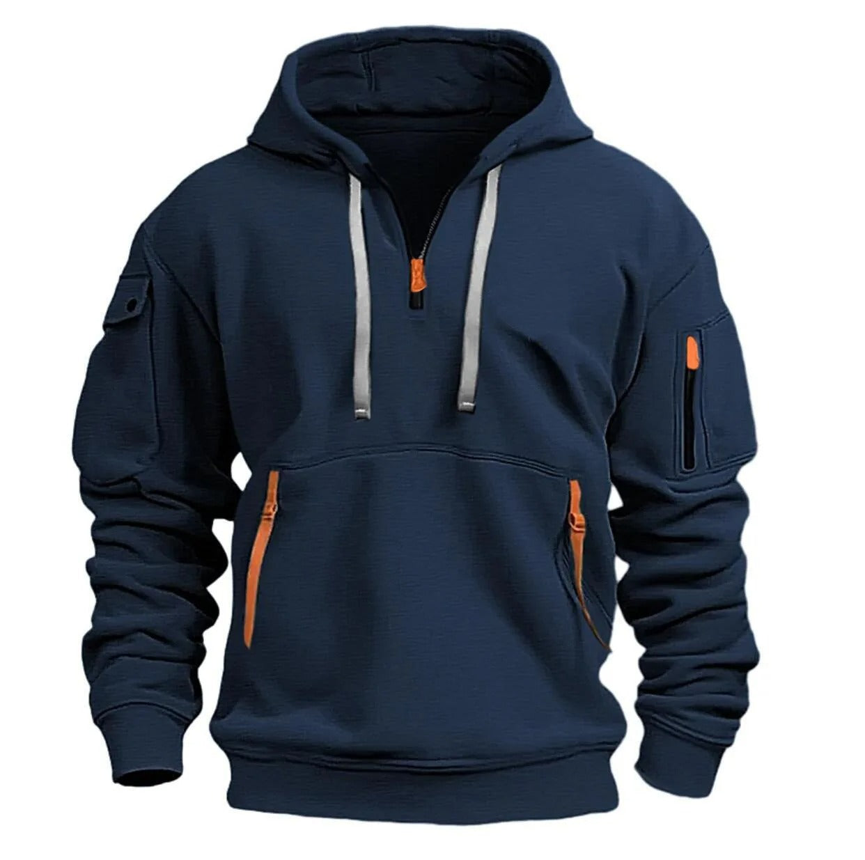 Adriano Fleece Trui met Kap en Halve Rits