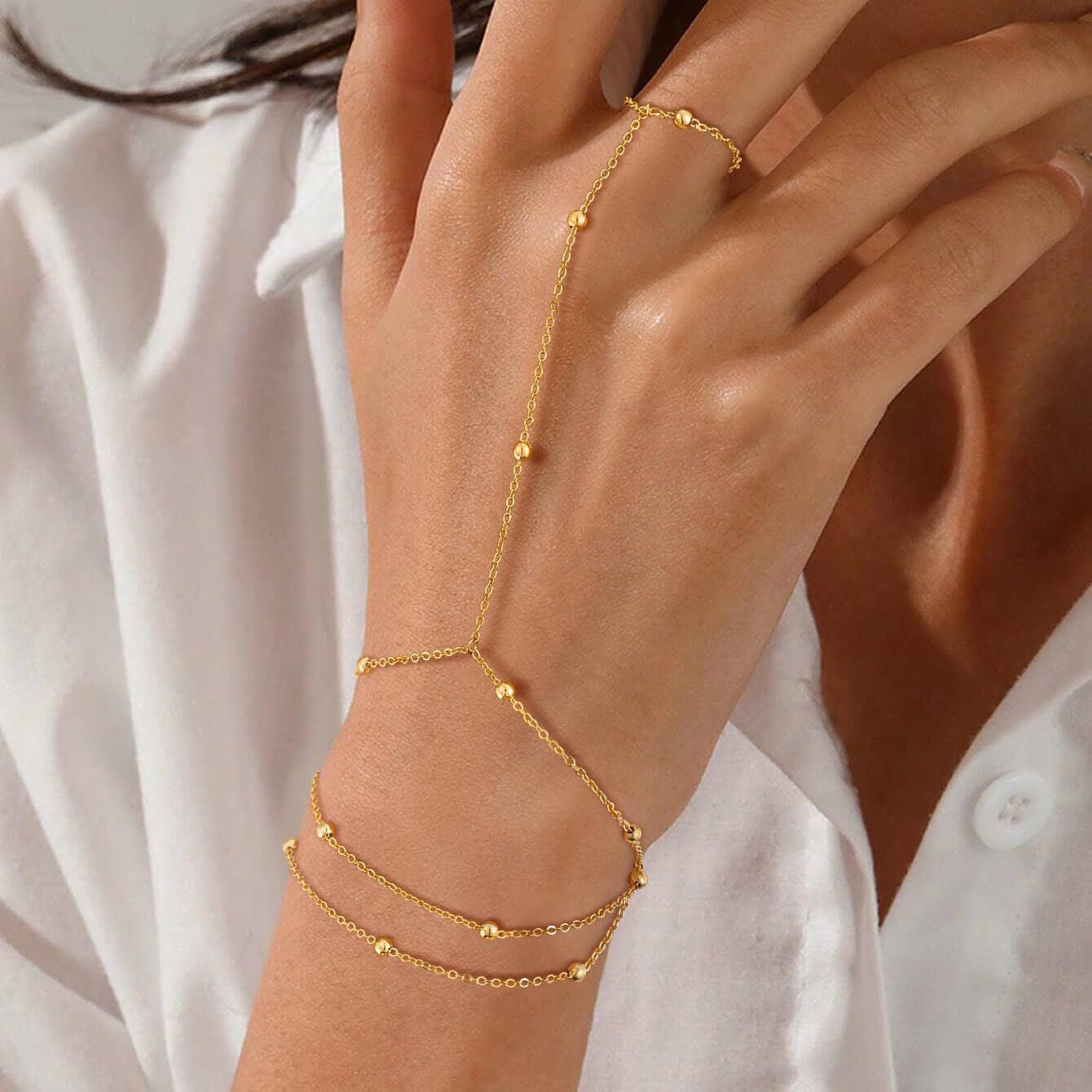 Dames Armband Zilver Fijne Schakels met Ring Elegant