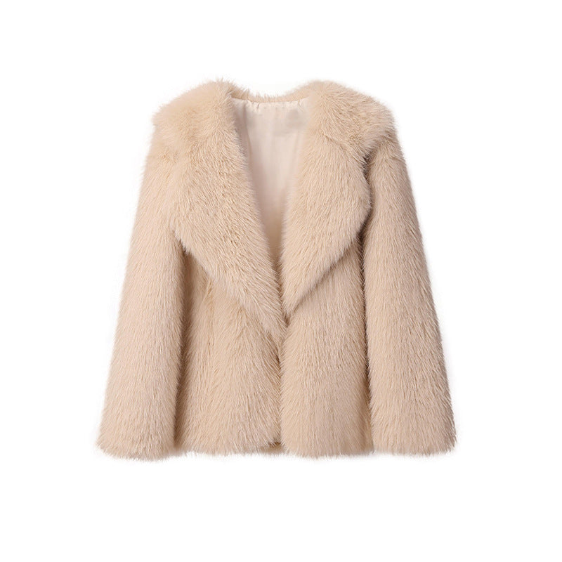 Dames Faux Fur Jas Zomer Trendy Grote Kraag