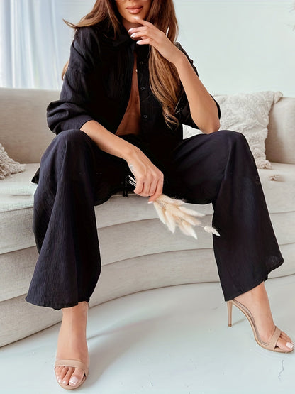 Tweedelige Set Knoopsluiting Broek en Jasje