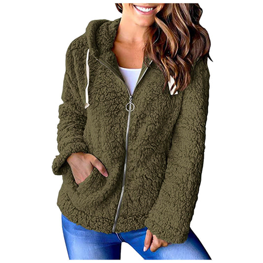 Dames Fleece Hoodie Zwart met Rits Zakken en Capuchon - StudioMarella