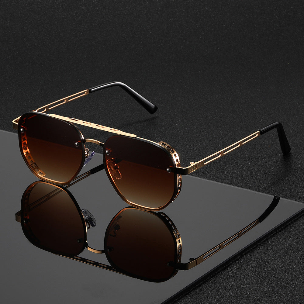 Minimalistische Metalen Zonnebril met UV-bescherming Ronde Glazen Unisex