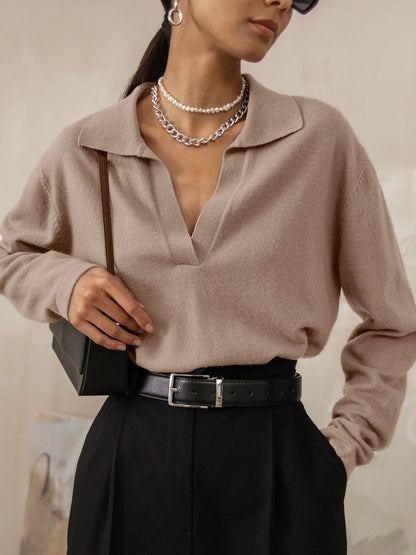 Dames Sweater Gebreid V-hals Collar Slim Fit